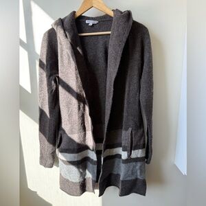 TOAD & CO Merino Heartfelt Hoodie Cardigan Sweater Striped Long Wool Cozy S